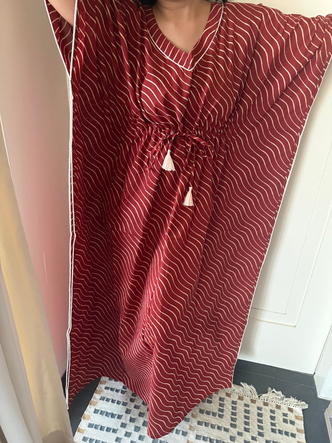 100% Cotton Kaftan: Indian Print Loungewear