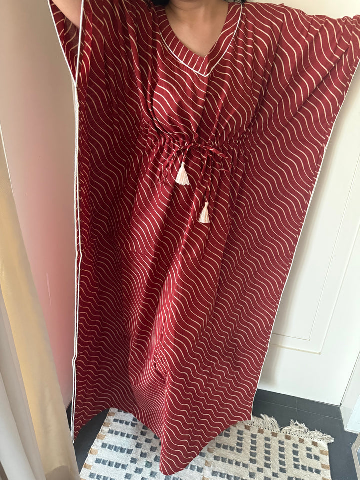 100% Cotton Kaftan: Indian Print Loungewear
