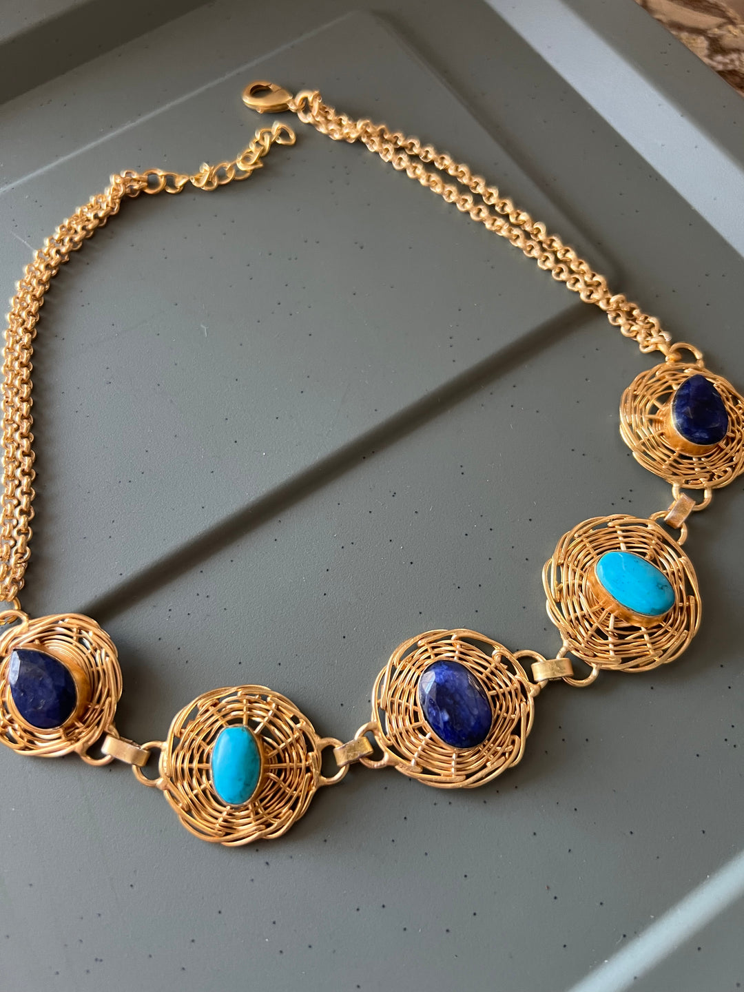 Statement Natural Gemstones Necklace / One-of-a-kind Jewlery/ Indian Necklace