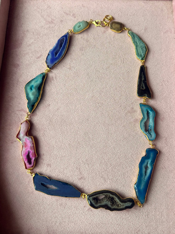Statement Multicolor Agate Slices Necklace