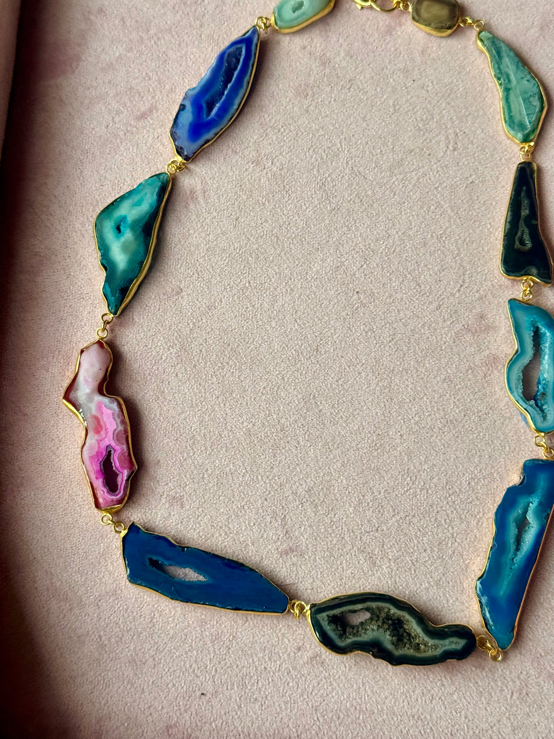 Statement Multicolor Agate Slices Necklace