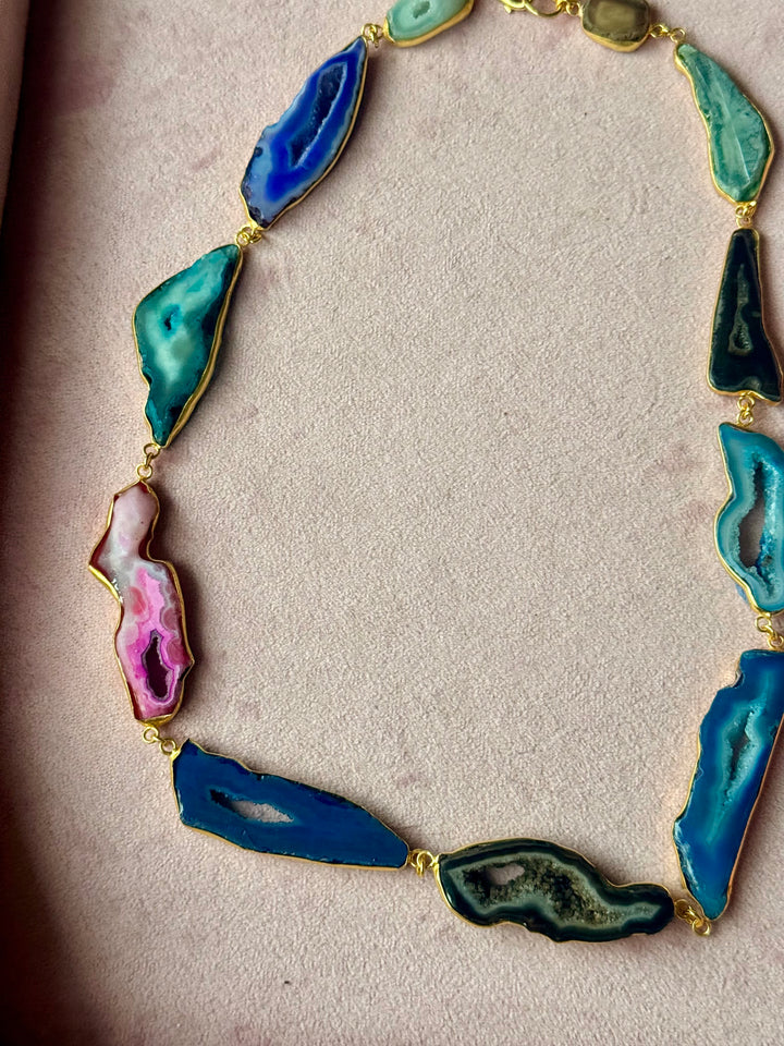 Statement Multicolor Agate Slices Necklace