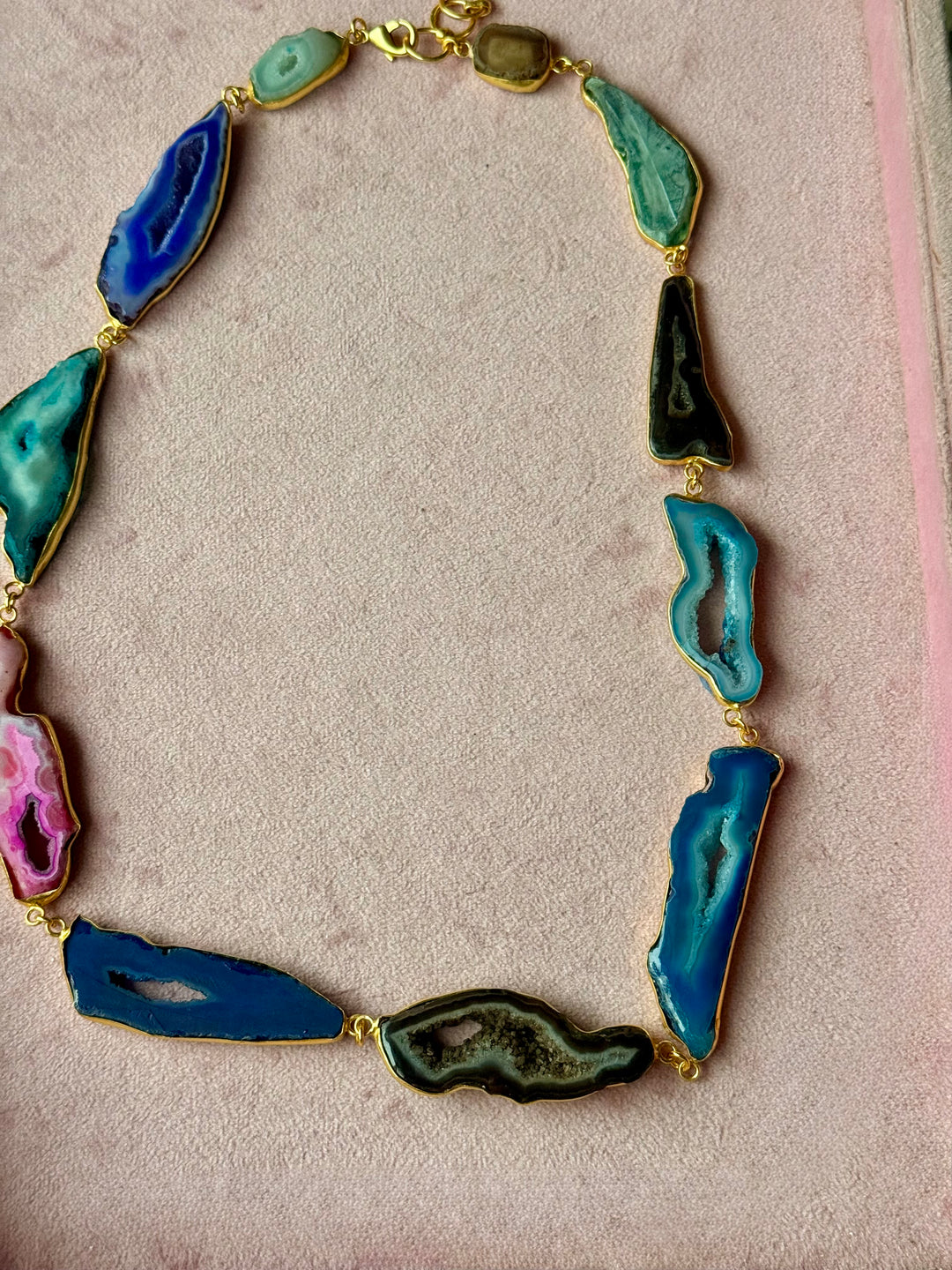 Statement Multicolor Agate Slices Necklace