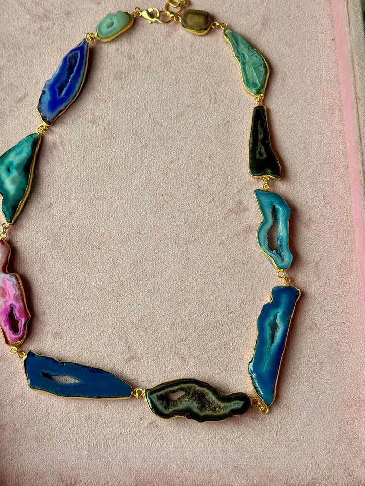 Statement Multicolor Agate Slices Necklace
