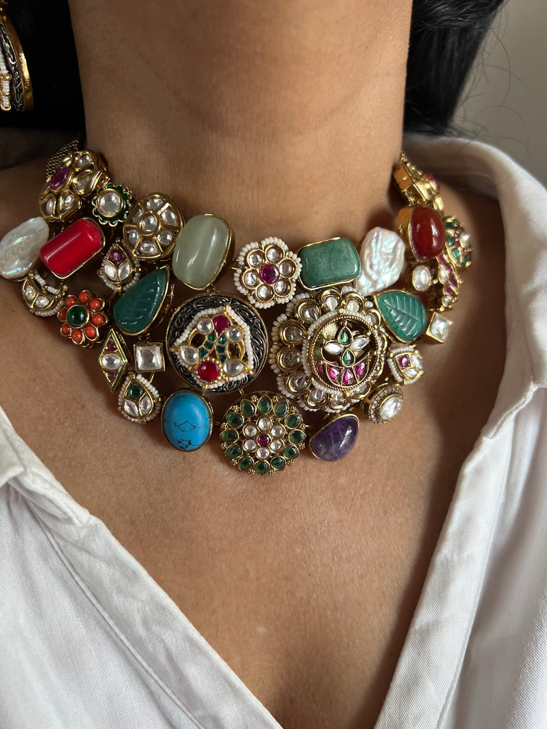 Elegant Designer Choker Necklace Set with Kundan Embellishments – Perfect for Destination Weddings