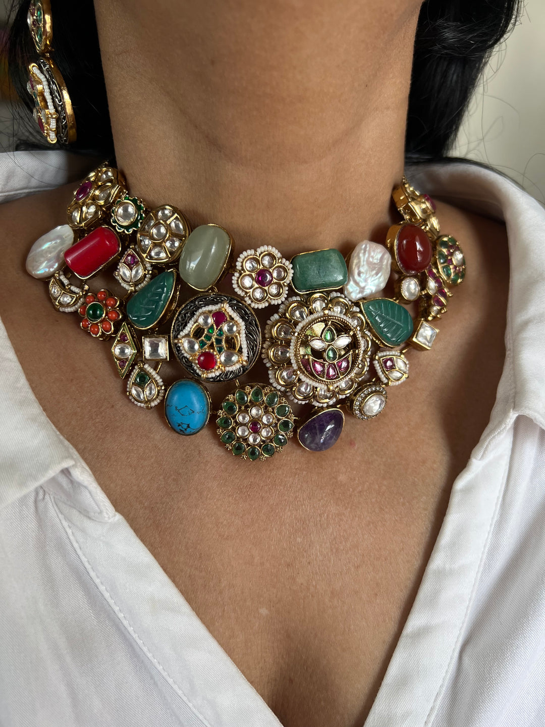 Elegant Designer Choker Necklace Set with Kundan Embellishments – Perfect for Destination Weddings