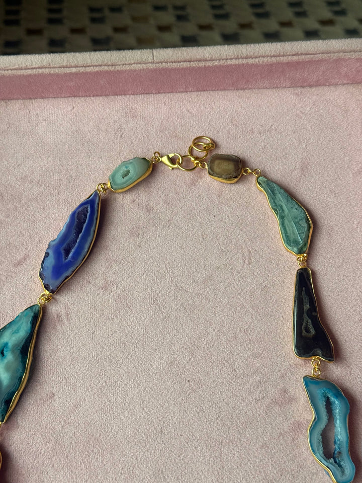 Statement Multicolor Agate Slices Necklace