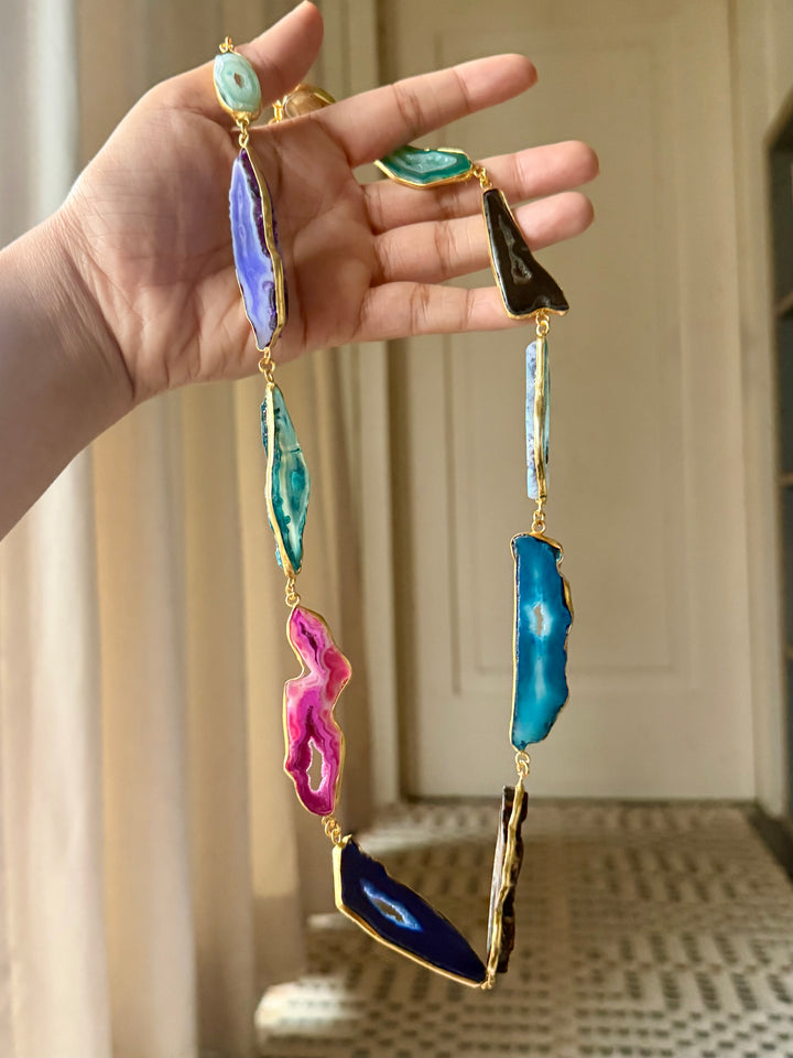 Statement Multicolor Agate Slices Necklace