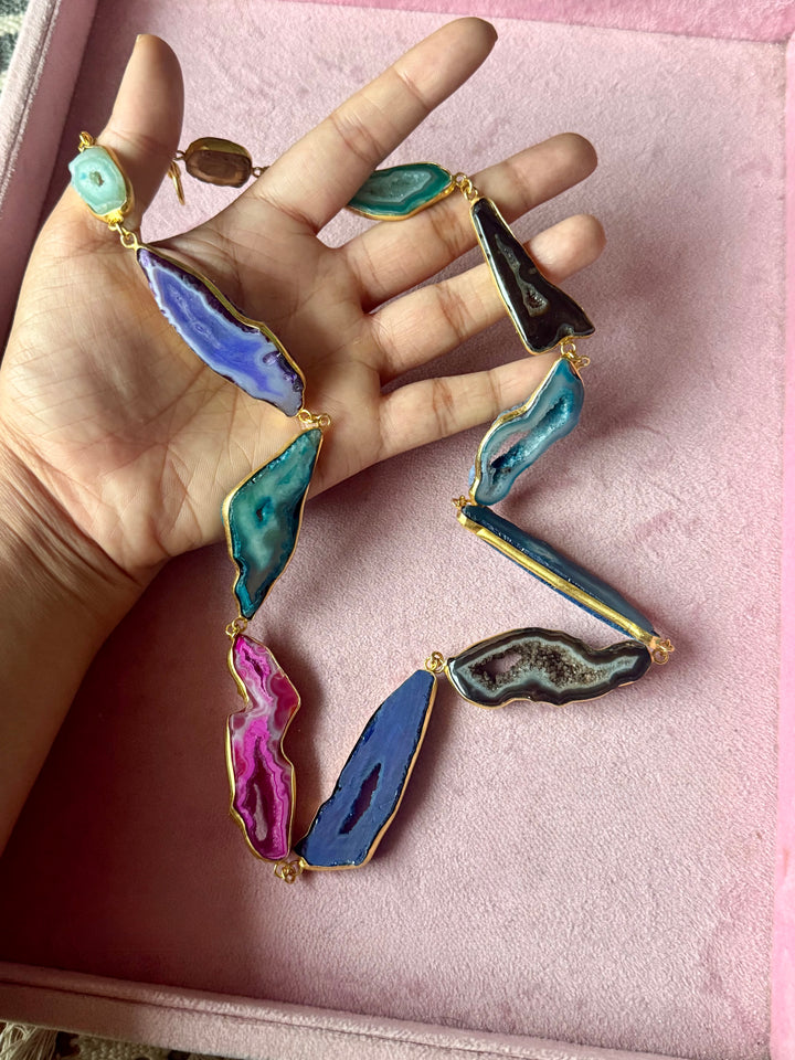Statement Multicolor Agate Slices Necklace