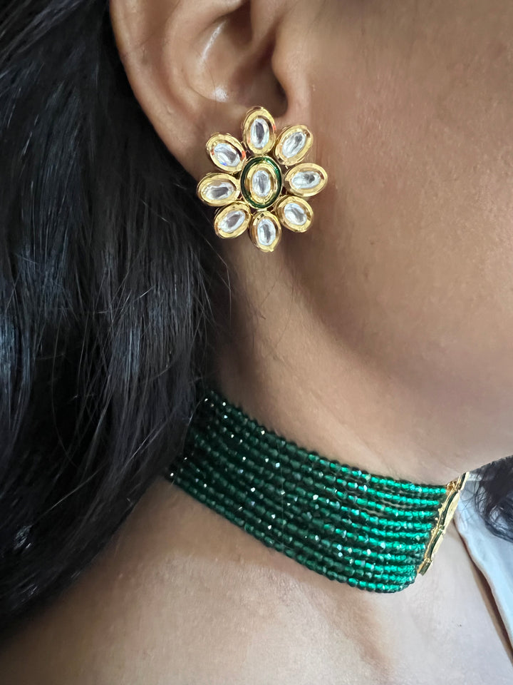 Gorgeous Green Kundan Choker with Studs