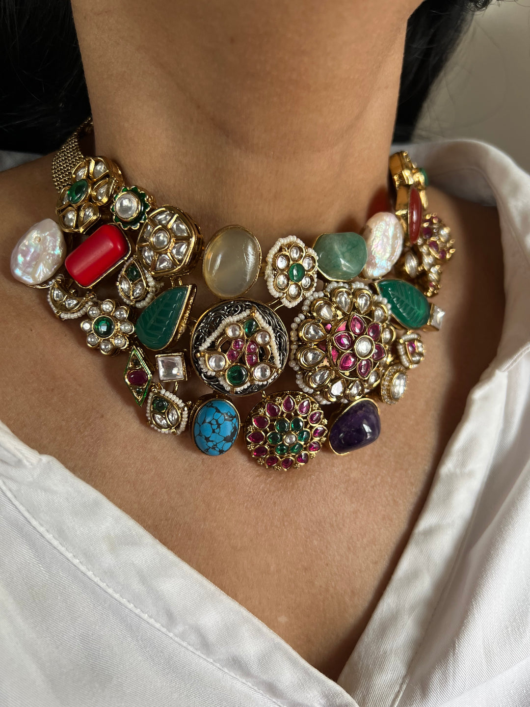 Elegant Designer Choker Necklace Set with Kundan Embellishments – Perfect for Destination Weddings