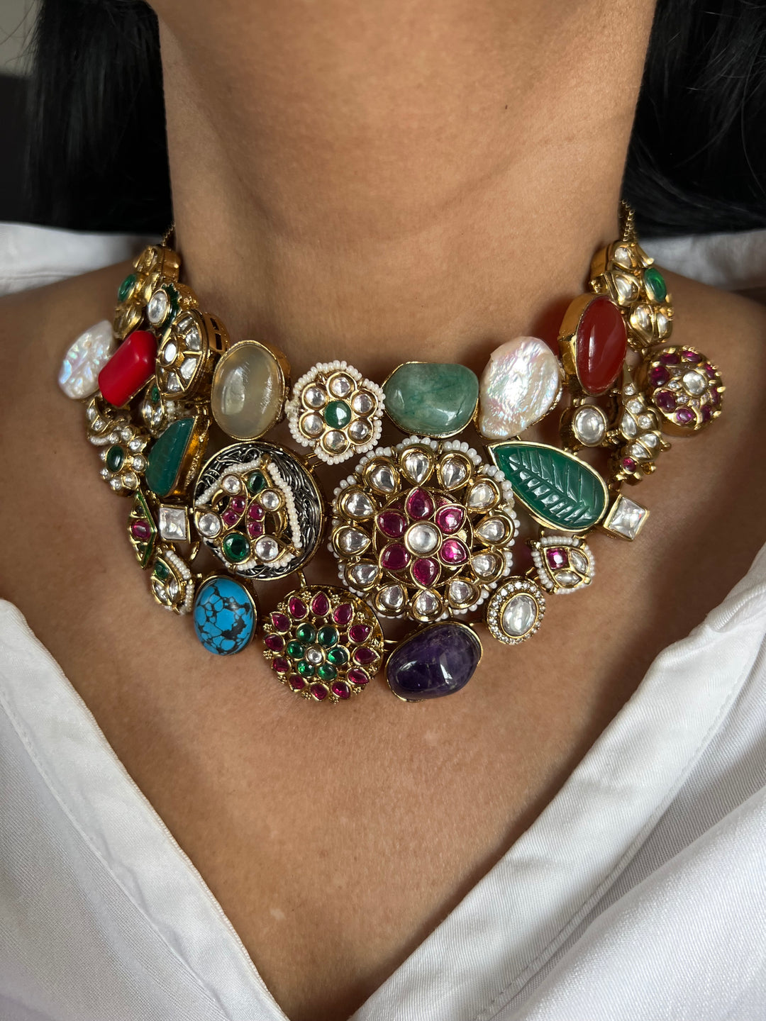 Elegant Designer Choker Necklace Set with Kundan Embellishments – Perfect for Destination Weddings