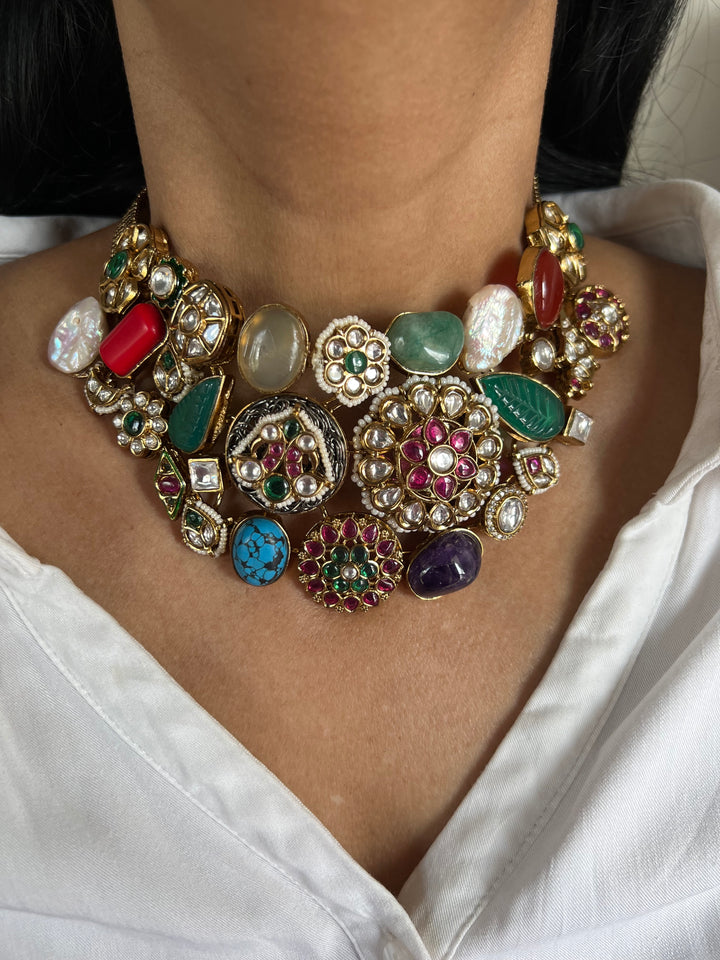 Elegant Designer Choker Necklace Set with Kundan Embellishments – Perfect for Destination Weddings