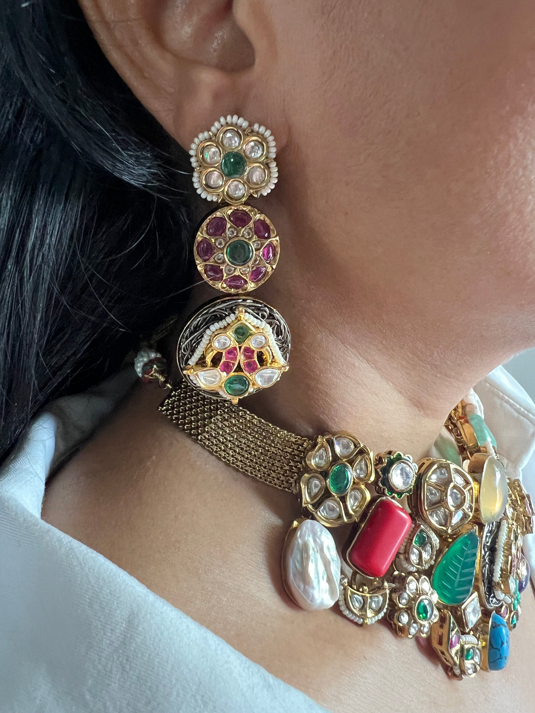 Elegant Designer Choker Necklace Set with Kundan Embellishments – Perfect for Destination Weddings