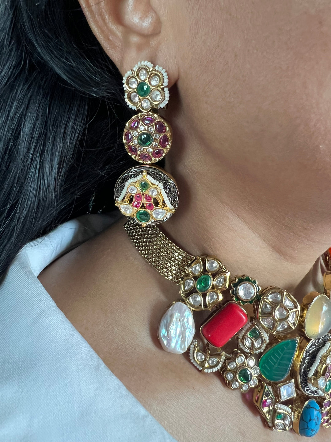 Elegant Designer Choker Necklace Set with Kundan Embellishments – Perfect for Destination Weddings