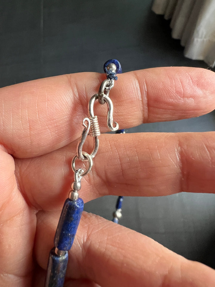 Lapis Lazuli Beauty: 925 Silver Ball Necklace - Timeless Elegance