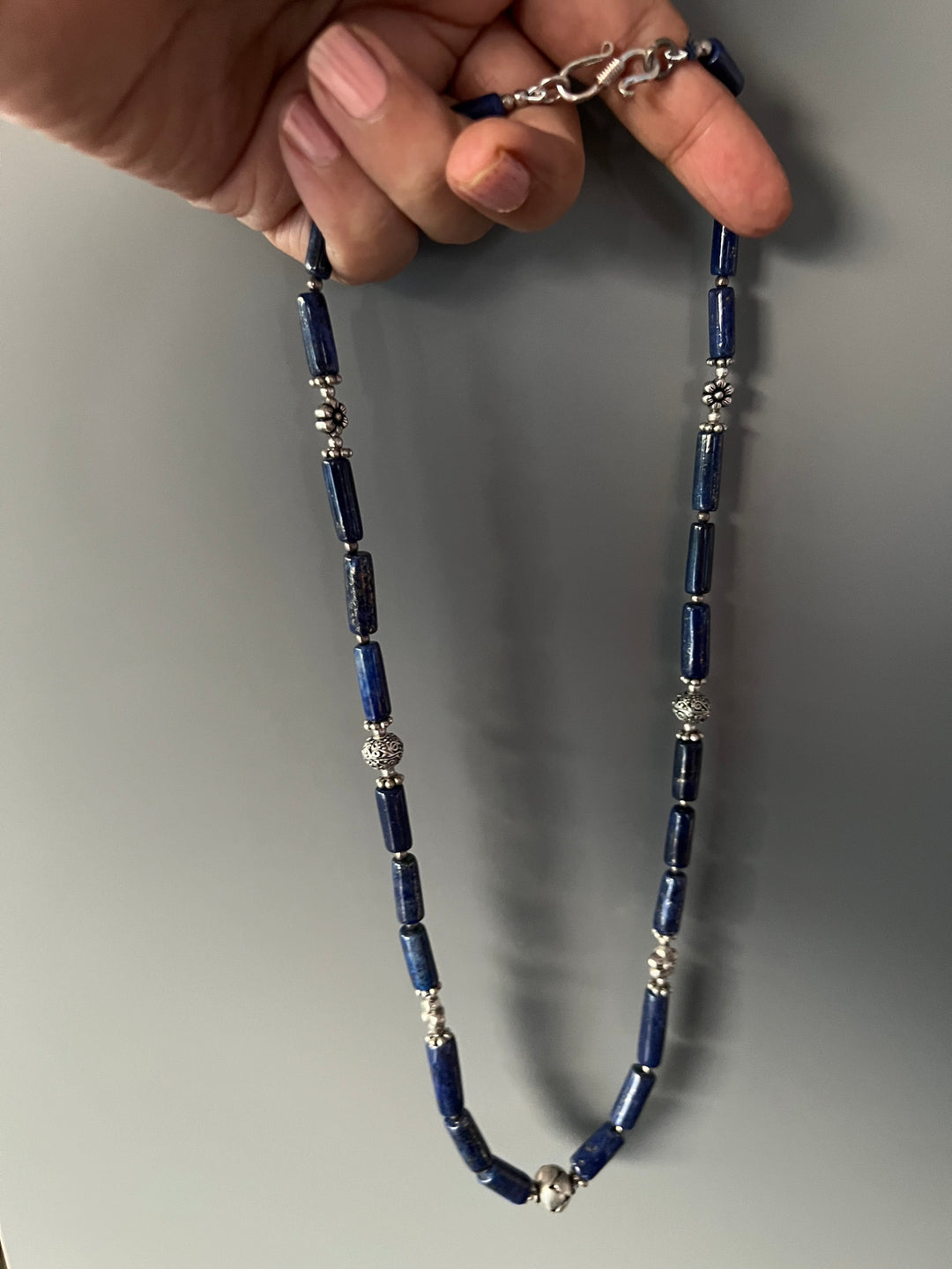 Lapis Lazuli Beauty: 925 Silver Ball Necklace - Timeless Elegance