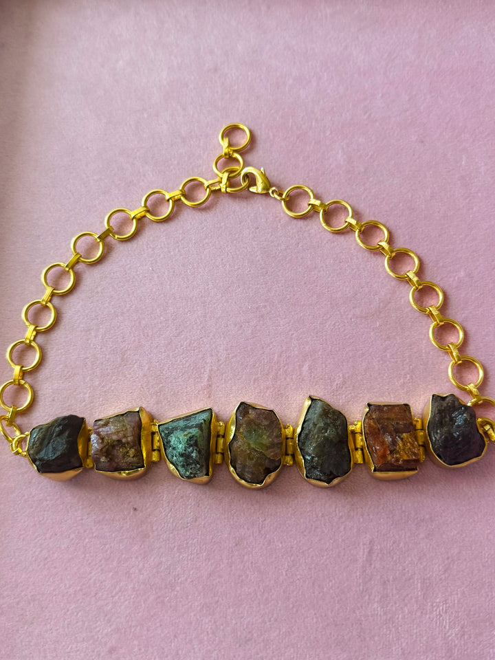 Statement Choker – Gold Brass, Adjustable Necklace
