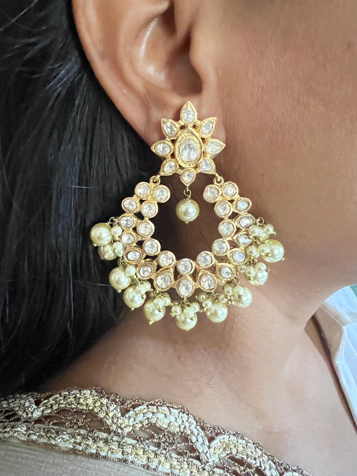 Pure 925 Silver Classic Pearls and Polki Chandbaalis