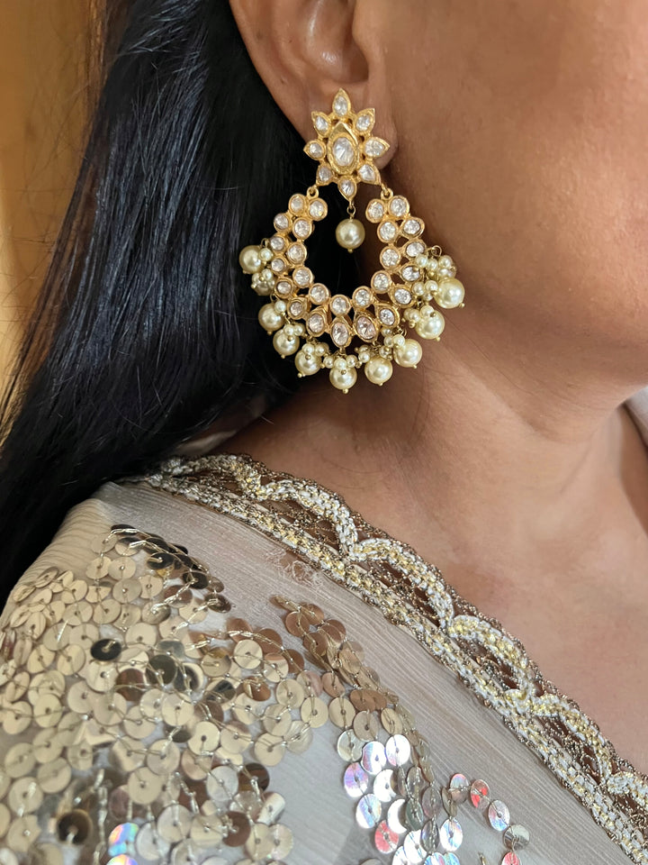 Pure 925 Silver Classic Pearls and Polki Chandbaalis