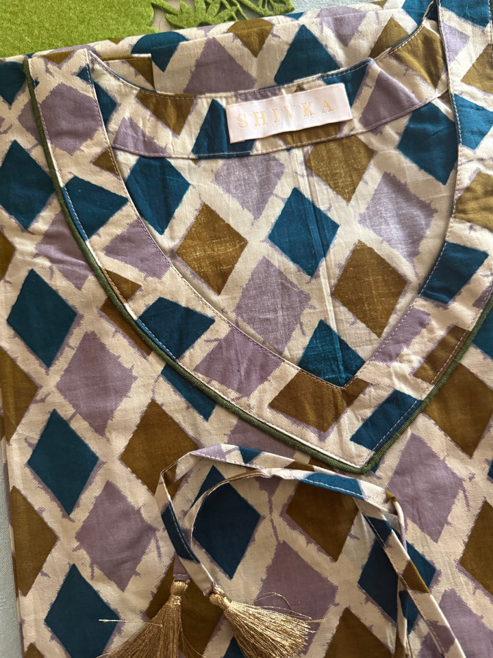 100% Cotton Kaftan: Indian Print Loungewear