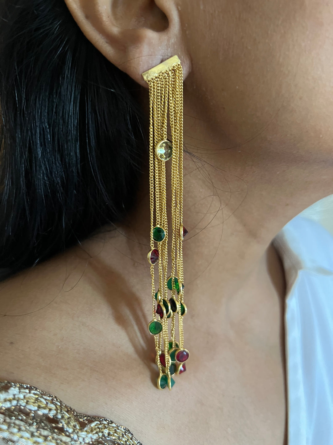 Designer Sapphire Long Earrings