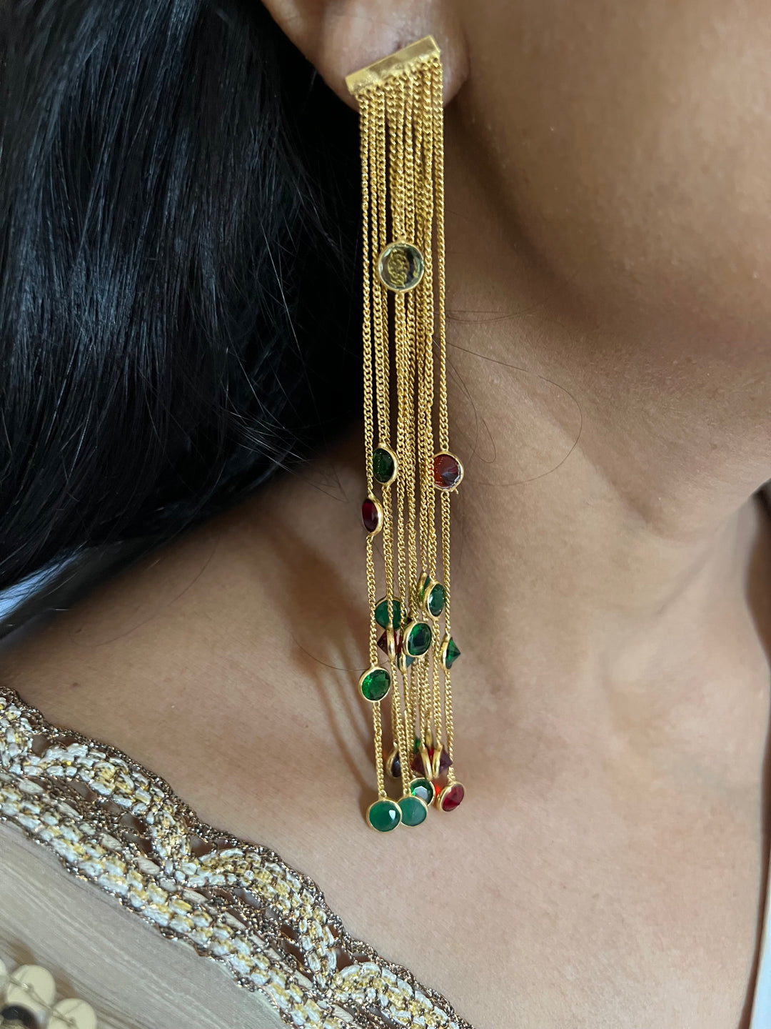 Designer Sapphire Long Earrings