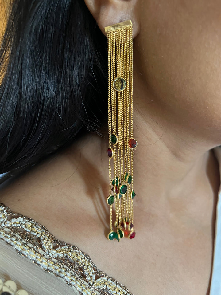 Designer Sapphire Long Earrings