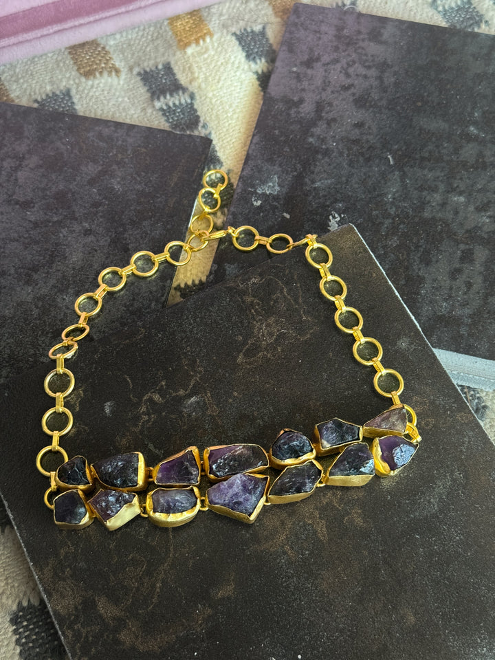 Statement Choker – Gold Brass, Adjustable Necklace