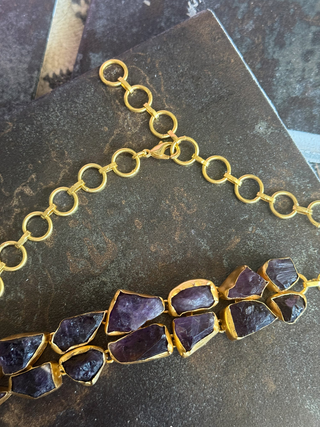 Statement Choker – Gold Brass, Adjustable Necklace