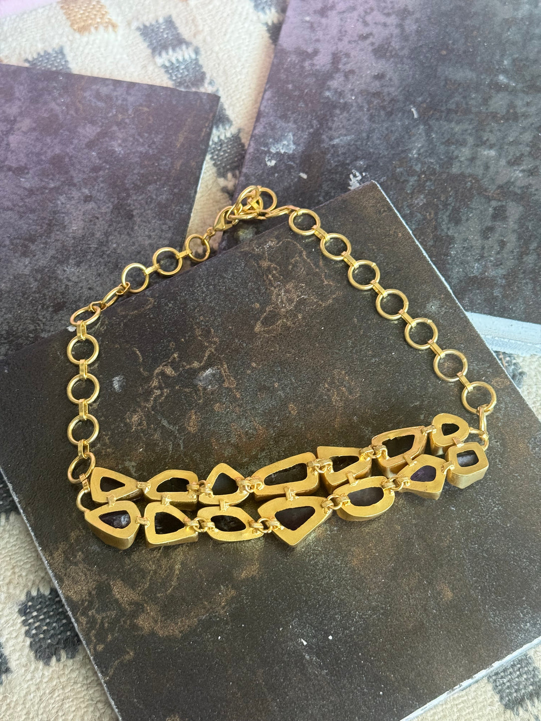 Statement Choker – Gold Brass, Adjustable Necklace
