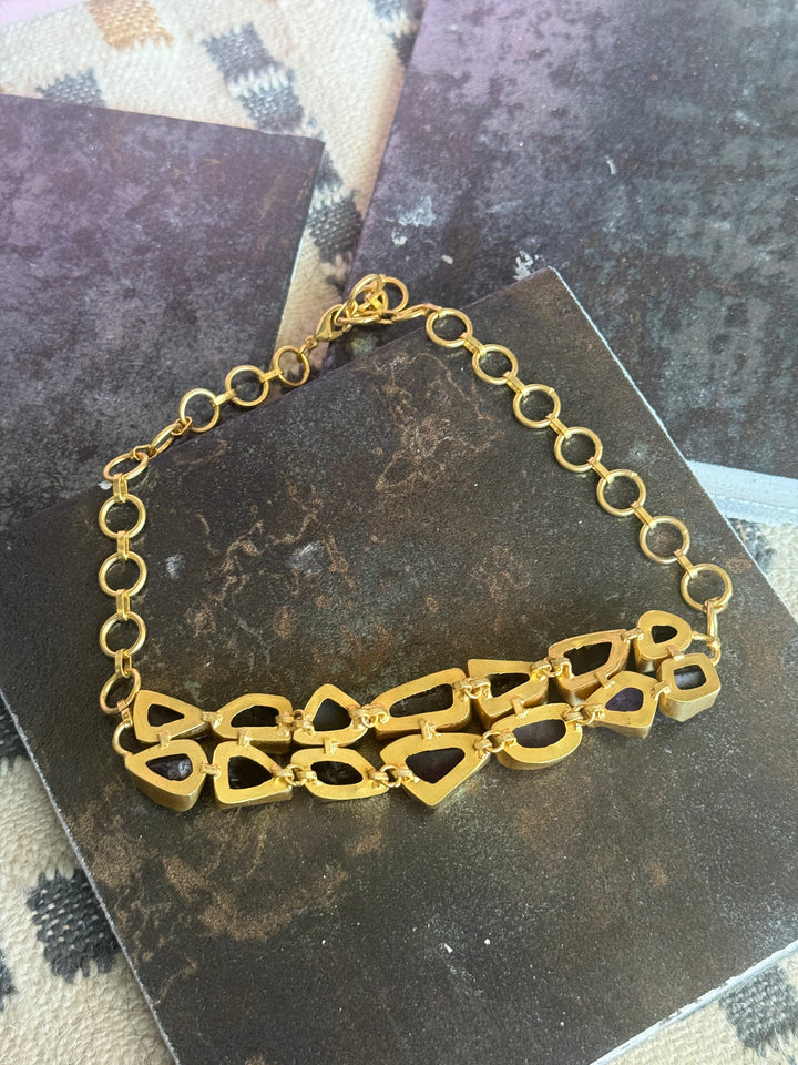 Statement Choker – Gold Brass, Adjustable Necklace