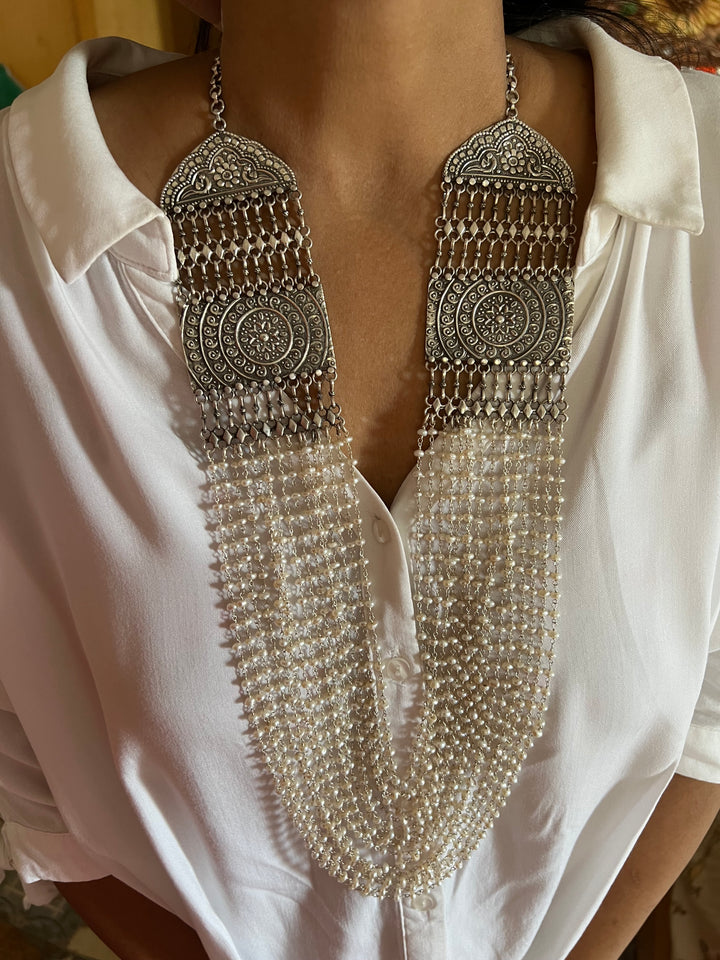 SHIVKA Pure 925 Silver Fresh WaterPearls Necklace