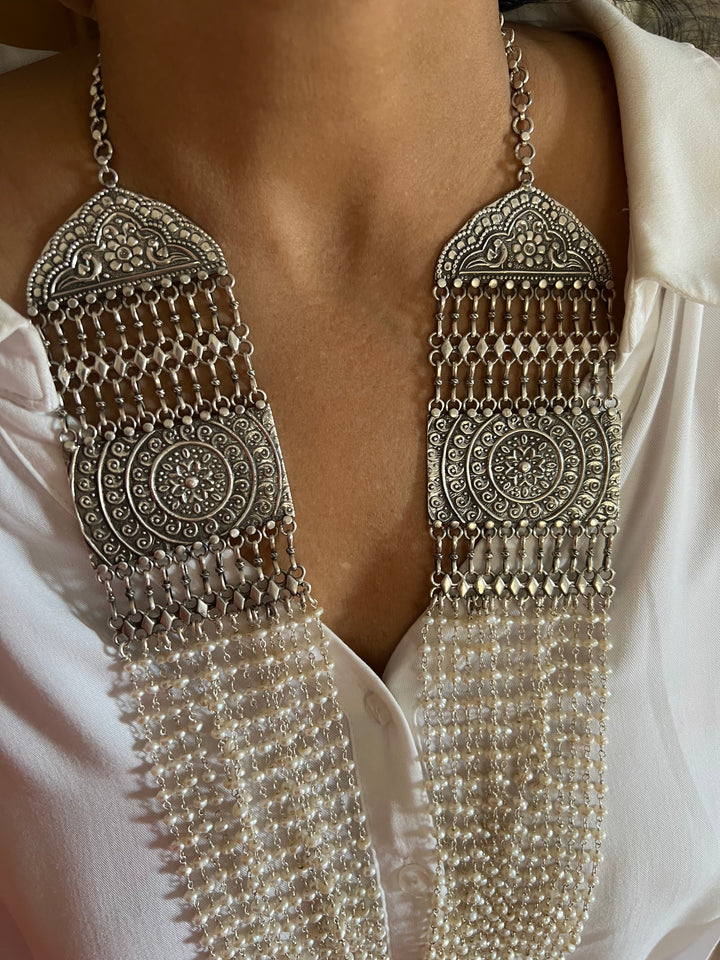 SHIVKA Pure 925 Silver Fresh WaterPearls Necklace