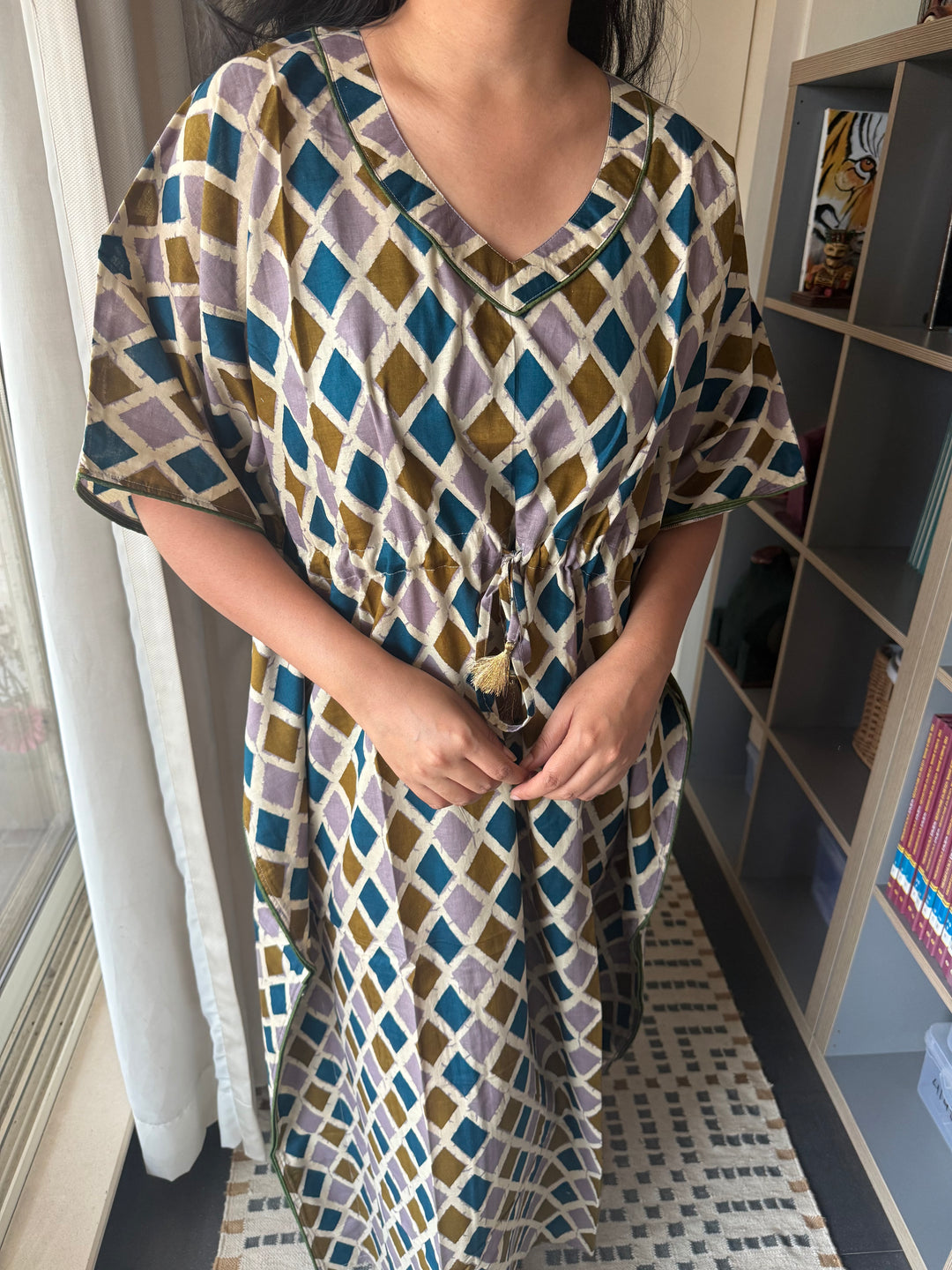 100% Cotton Kaftan: Indian Print Loungewear