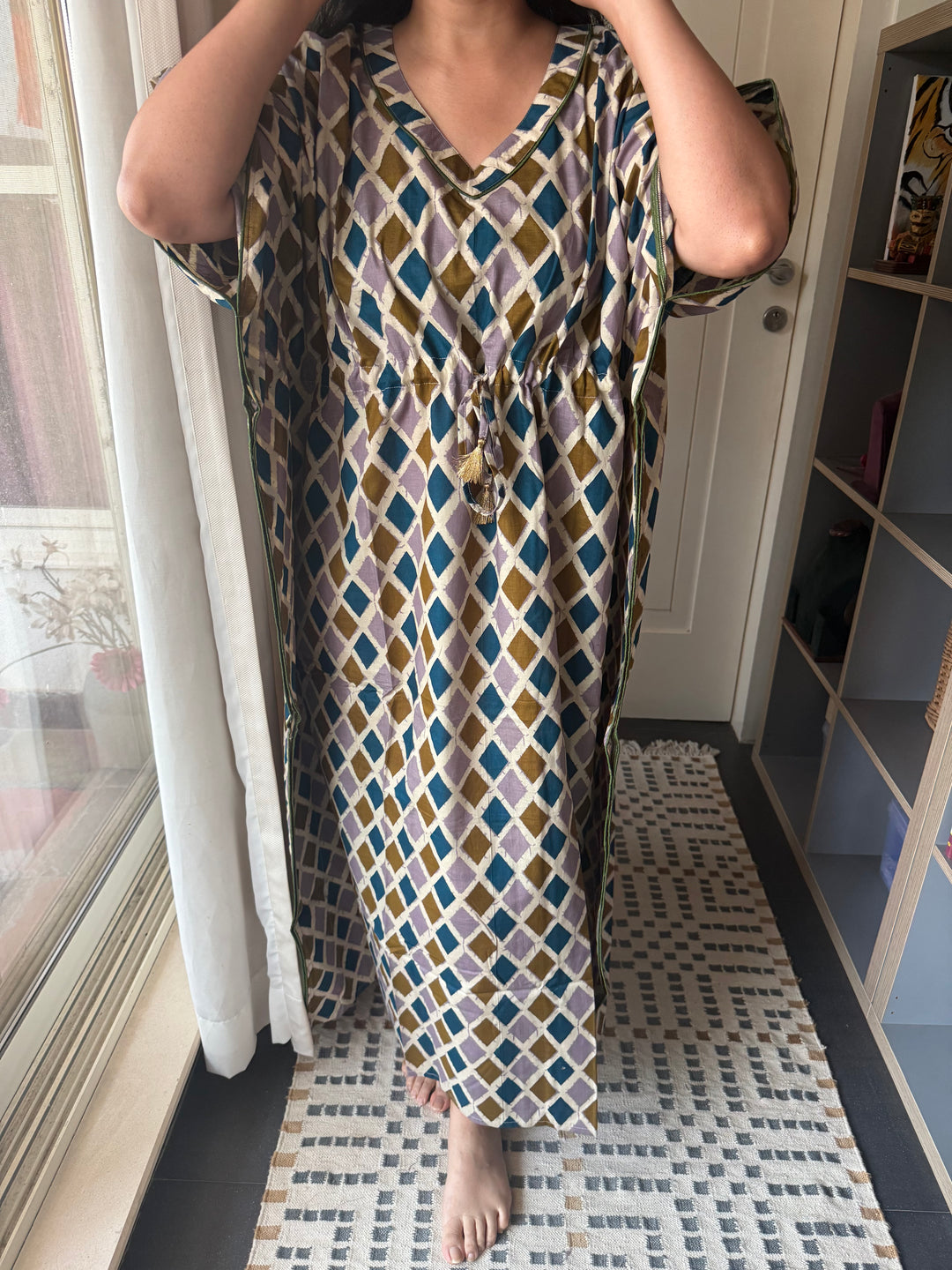 100% Cotton Kaftan: Indian Print Loungewear