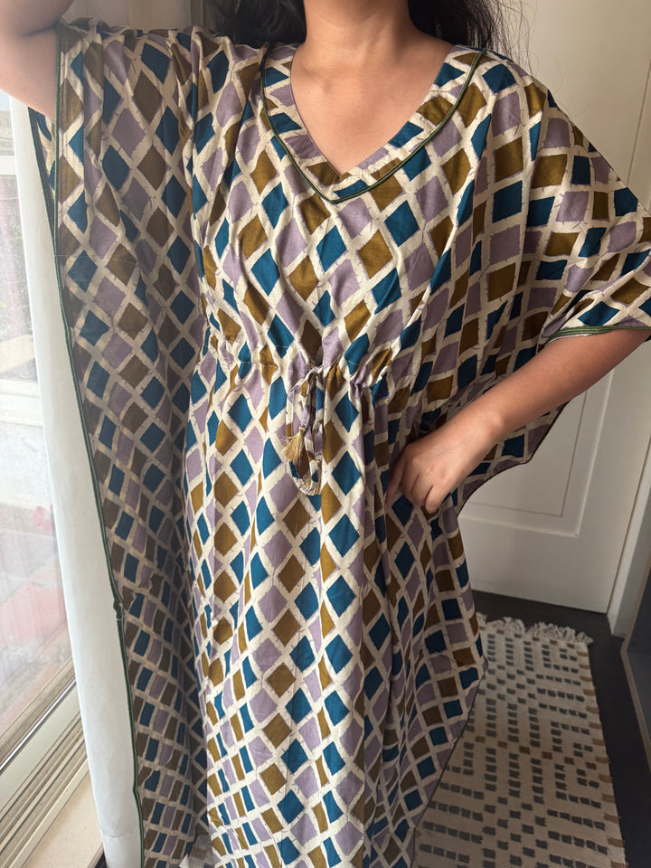 100% Cotton Kaftan: Indian Print Loungewear