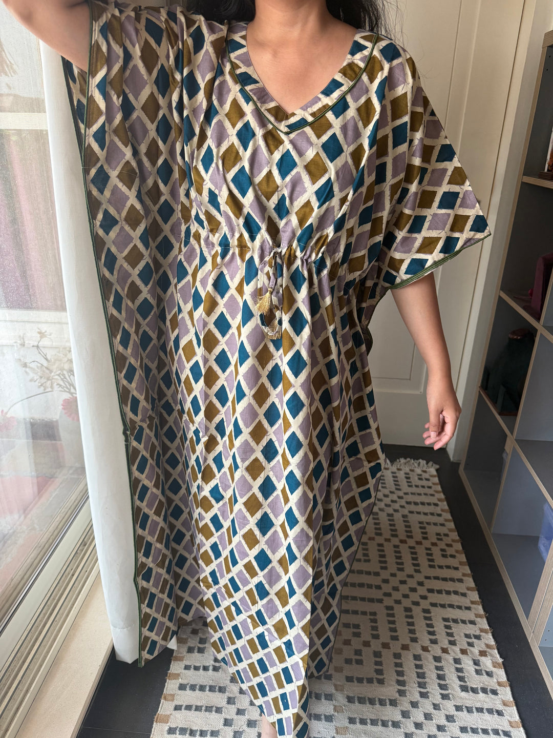 100% Cotton Kaftan: Indian Print Loungewear