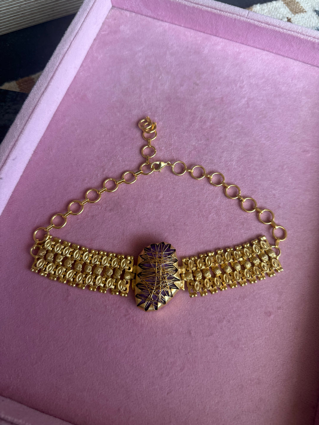 Handmade Bold Natural Stone Statement Choker | Brass Adjustable Lobster Claw Jewelry