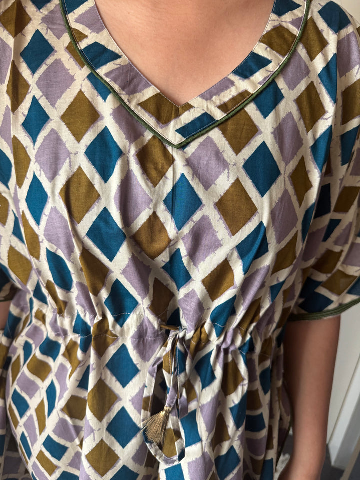 100% Cotton Kaftan: Indian Print Loungewear
