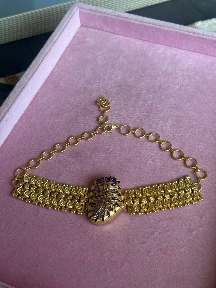 Handmade Bold Natural Stone Statement Choker | Brass Adjustable Lobster Claw Jewelry