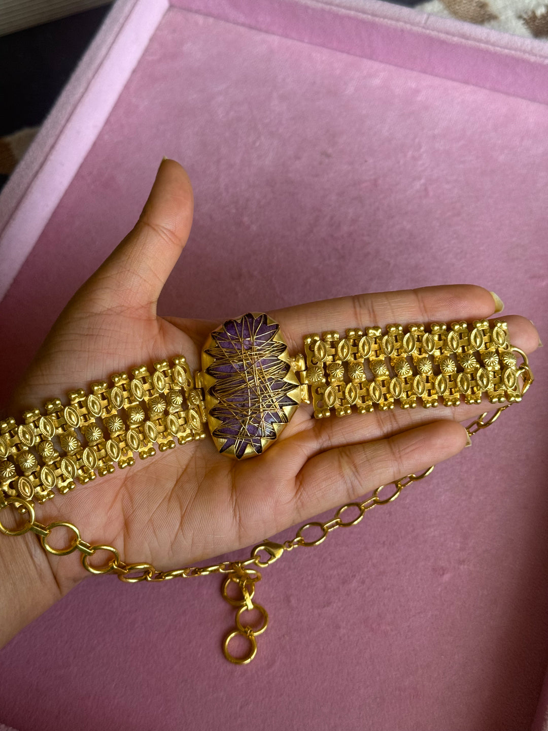Handmade Bold Natural Stone Statement Choker | Brass Adjustable Lobster Claw Jewelry