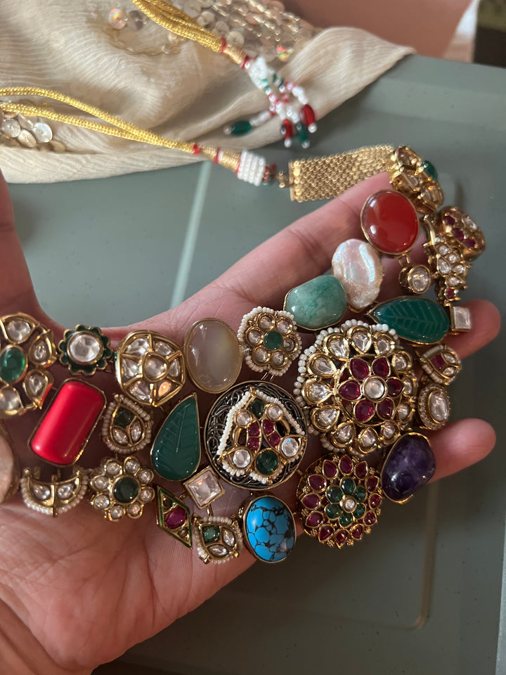 Elegant Designer Choker Necklace Set with Kundan Embellishments – Perfect for Destination Weddings