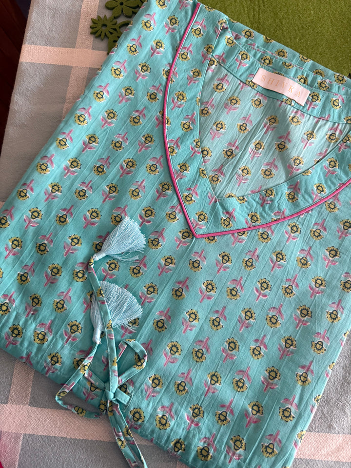 100% Cotton Kaftan: Indian Print Loungewear