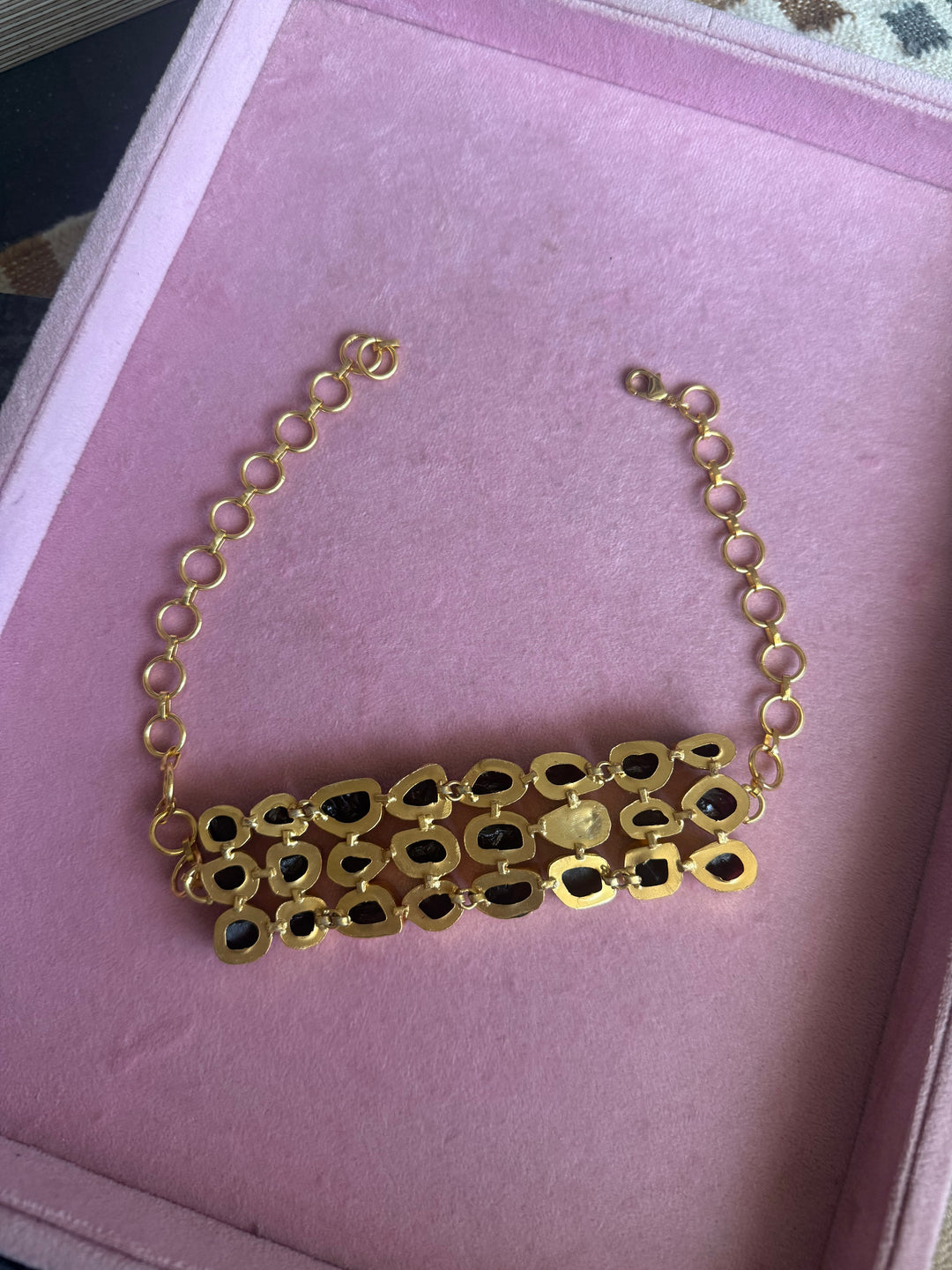Statement Choker – Gold Brass, Adjustable Necklace