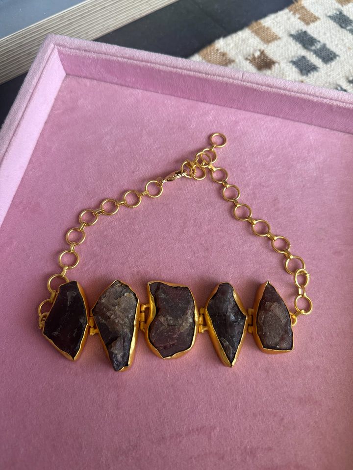 Statement Choker – Gold Brass, Adjustable Necklace