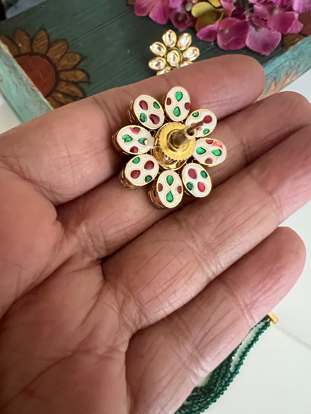 Gorgeous Green Kundan Choker with Studs