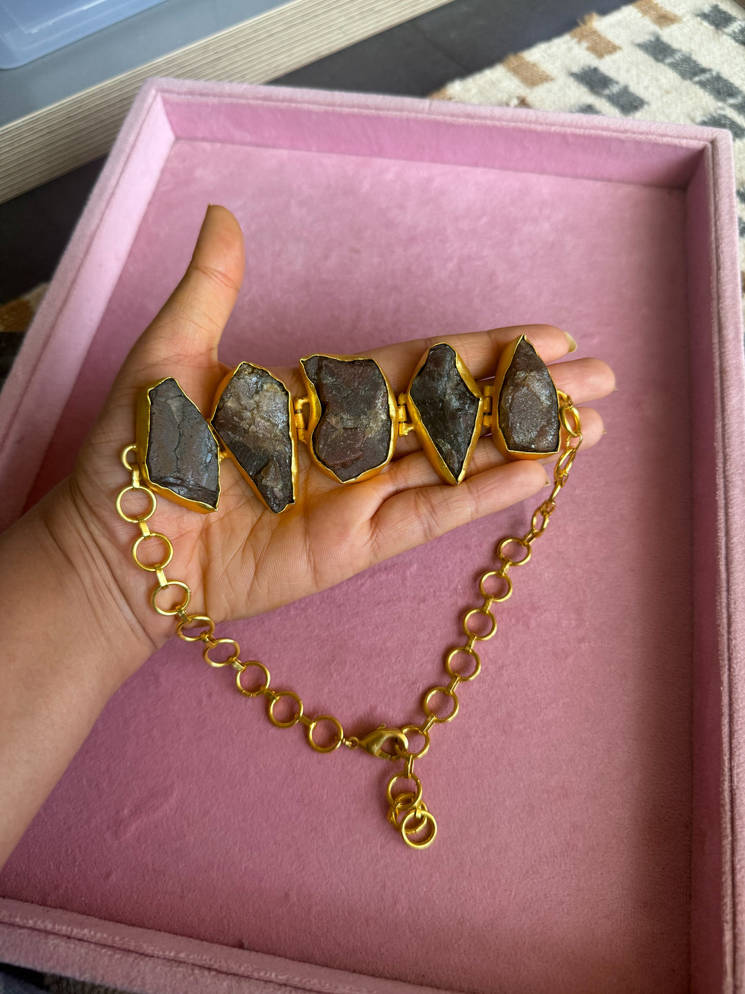 Statement Choker – Gold Brass, Adjustable Necklace