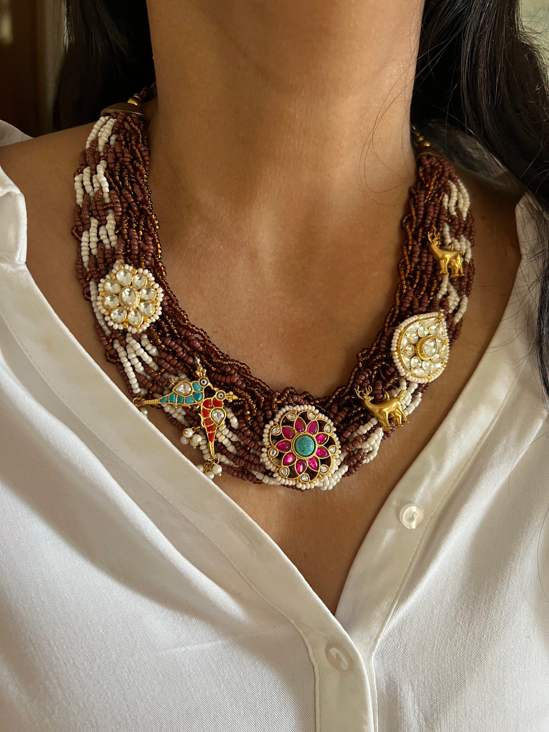 Beaded Elegance: Necklace with All-Over Embellishments
