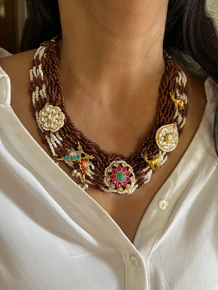 Beaded Elegance: Necklace with All-Over Embellishments
